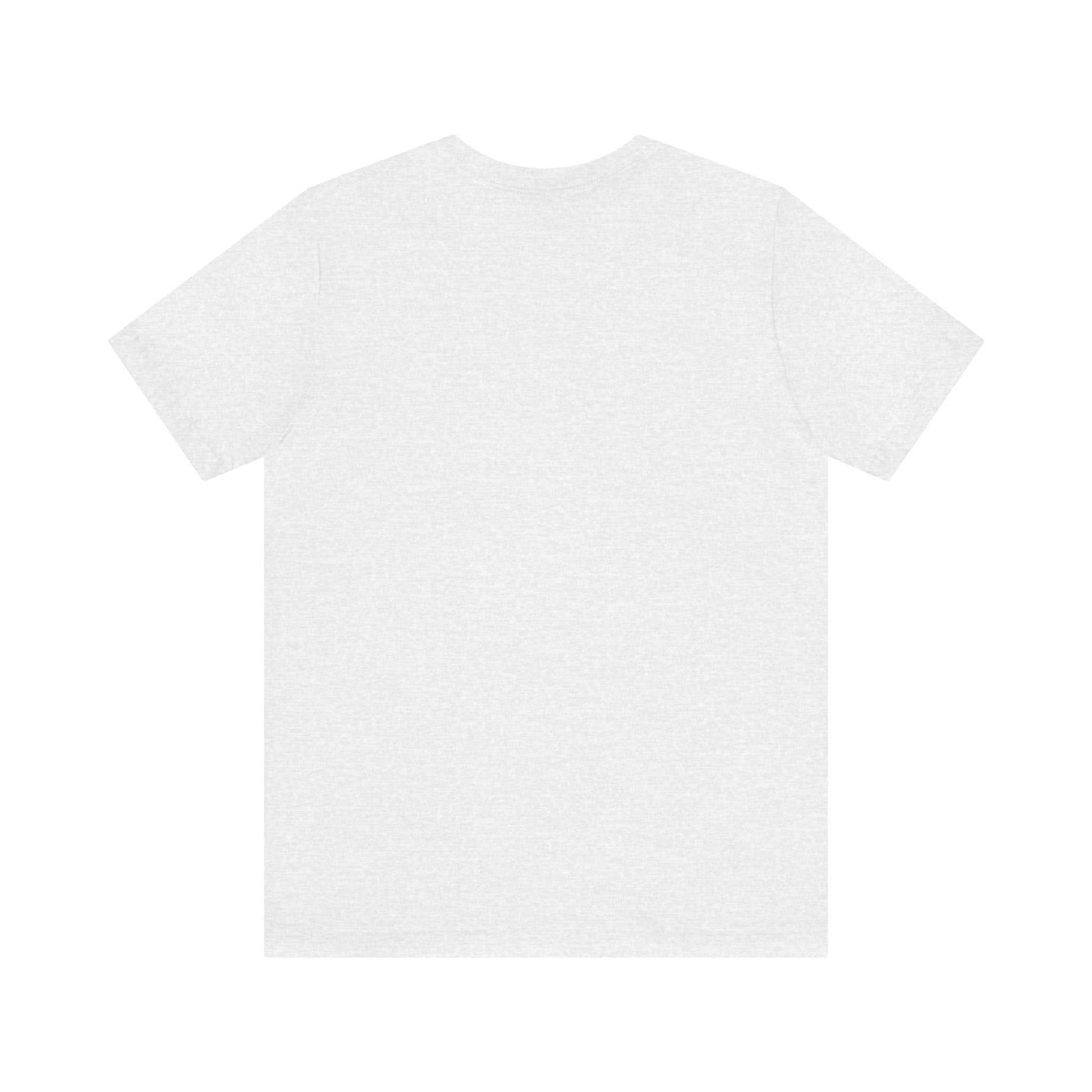 Unisex Jersey Short Sleeve Tee in white, back view, classic fit, soft cotton fabric.