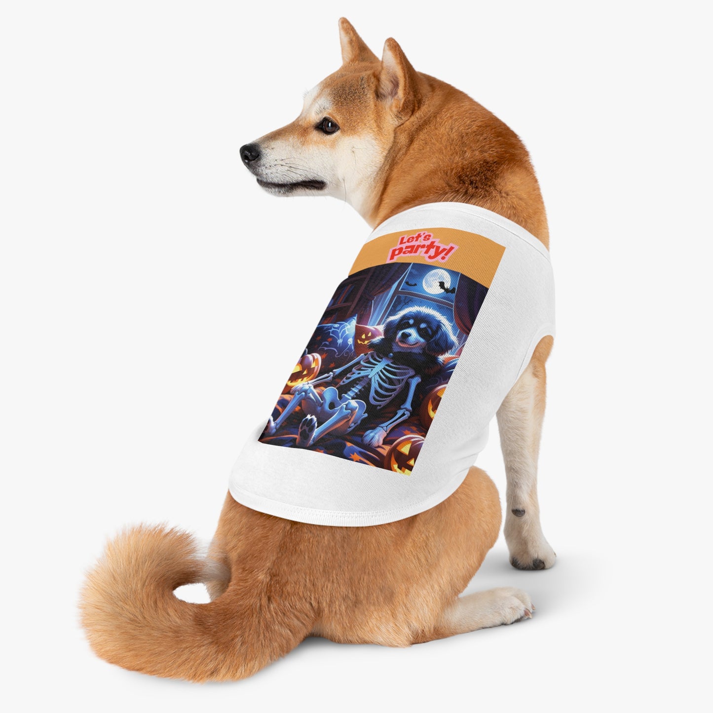 Halloween Pet Tank Top, Let's Party Dog Shirt, Pet Costume, Dog Apparel, Pet Outfit for Parties, Halloween Pet Gear