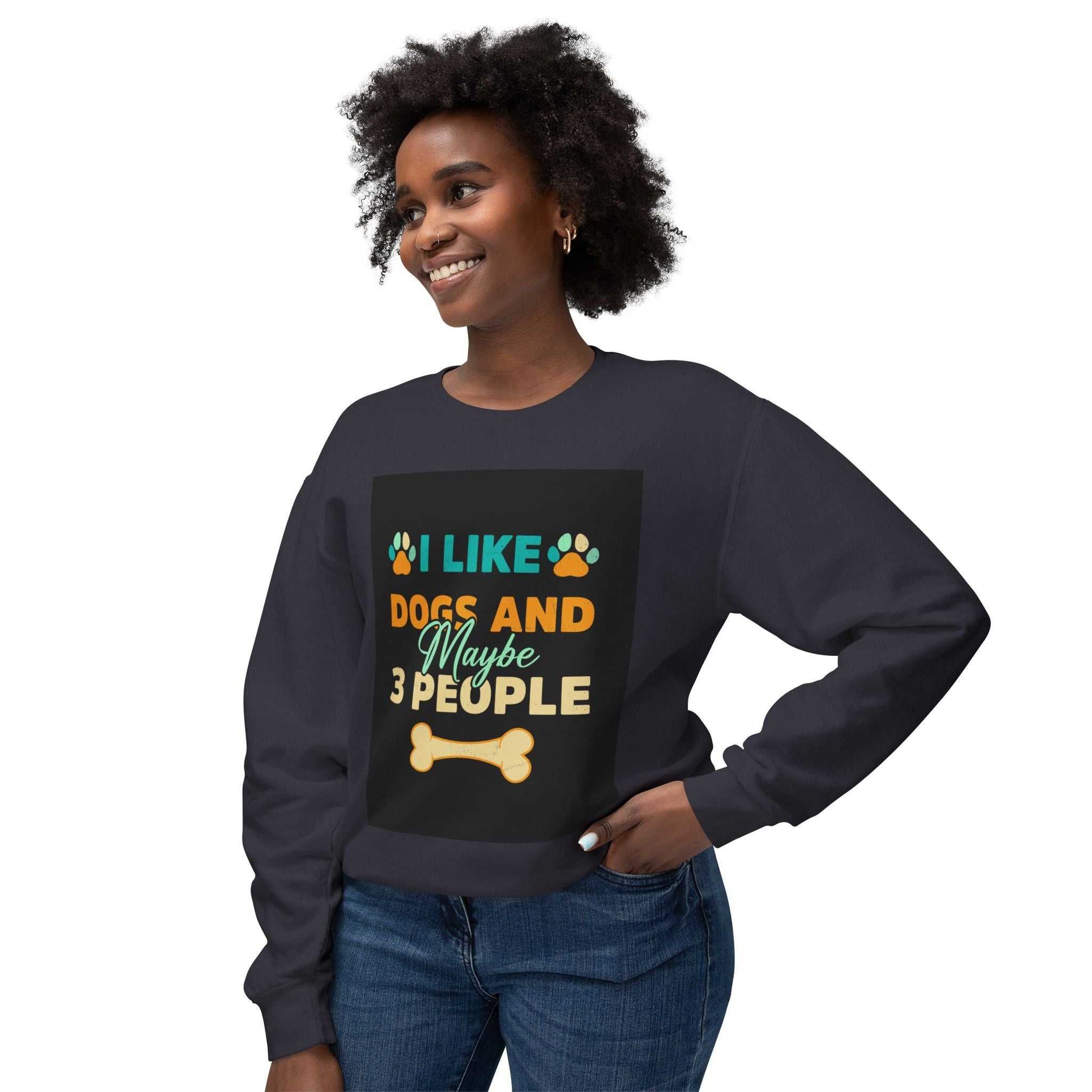 Unisex Lightweight Crewneck Sweatshirt with humorous dog-themed print, relaxed fit, soft ring-spun cotton.
