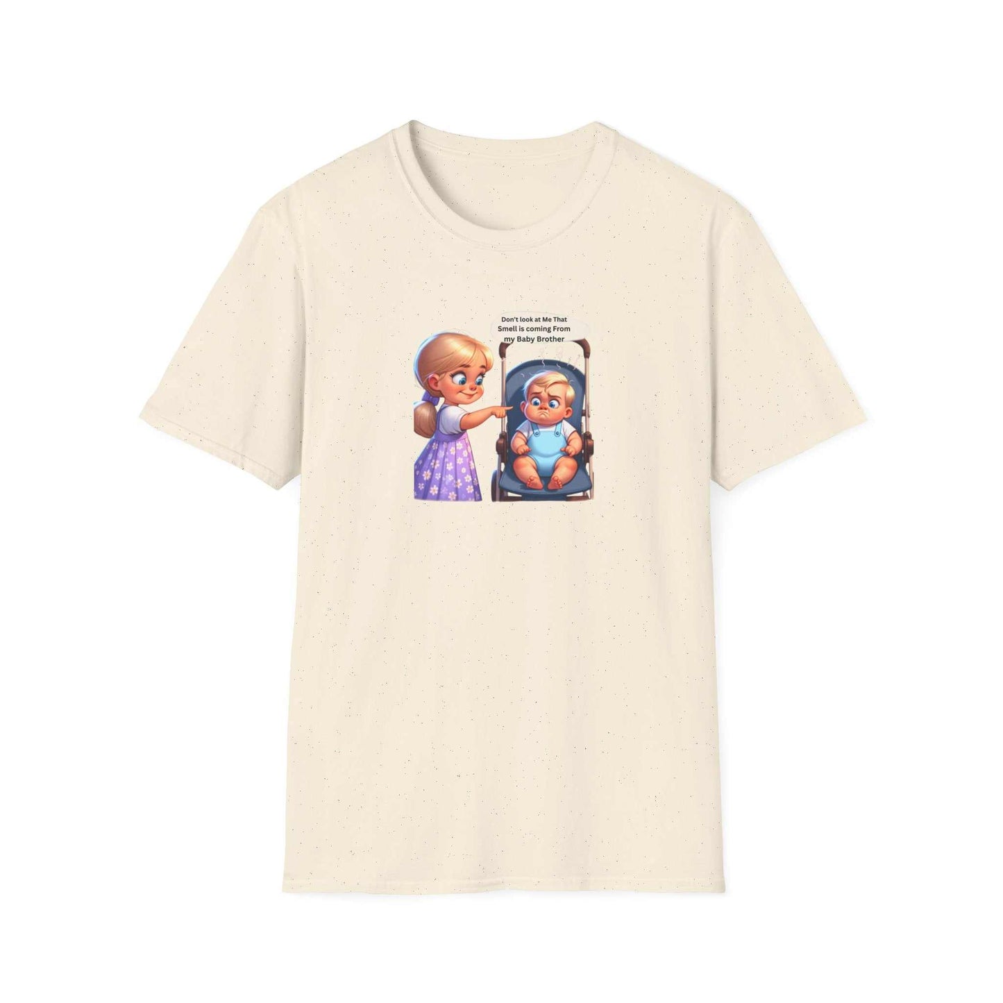Unisex softstyle t-shirt with durable ribbed collar and twill tape, featuring a playful print.
