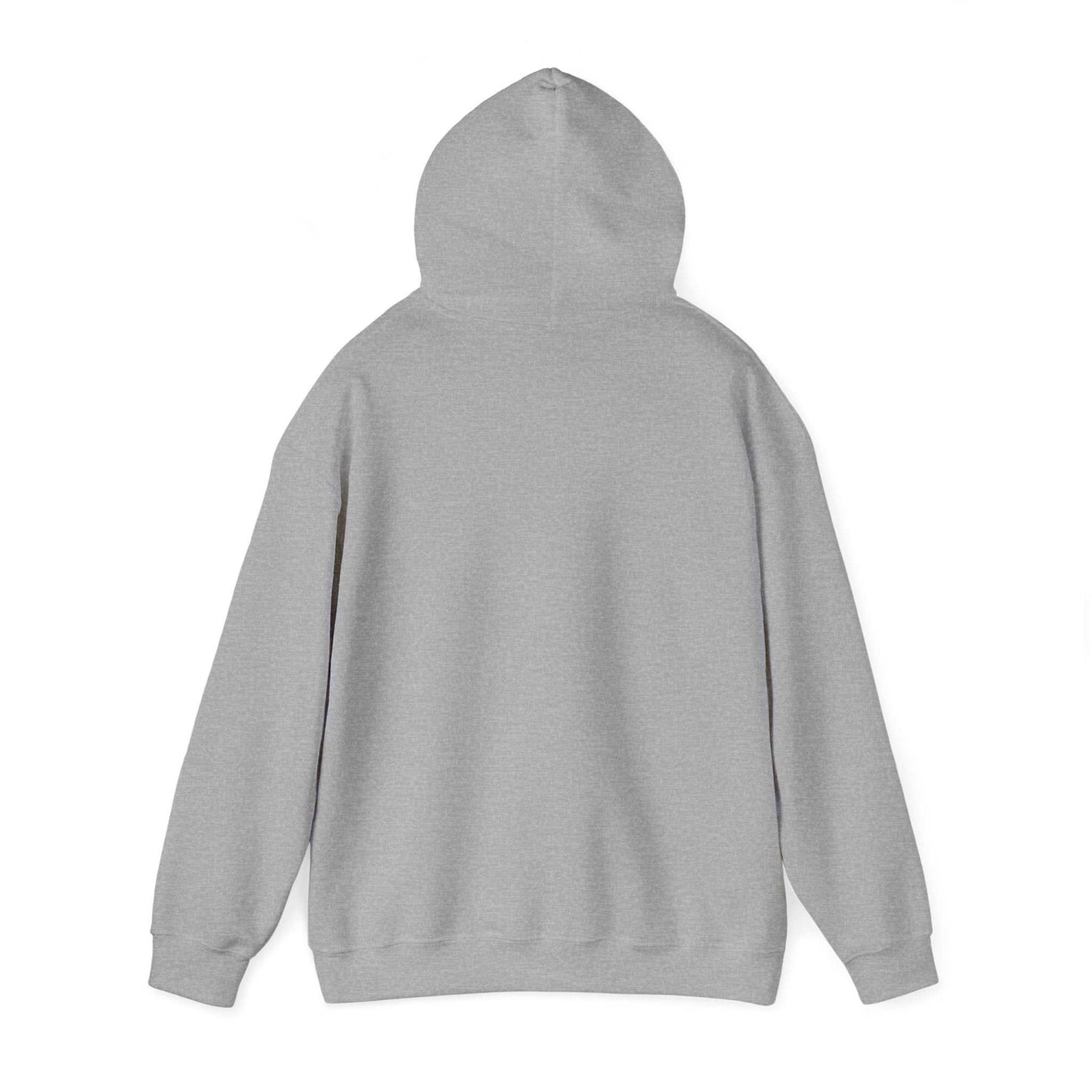 Unisex heavy cotton hoodie in gray, featuring a plush fabric blend and kangaroo pocket.