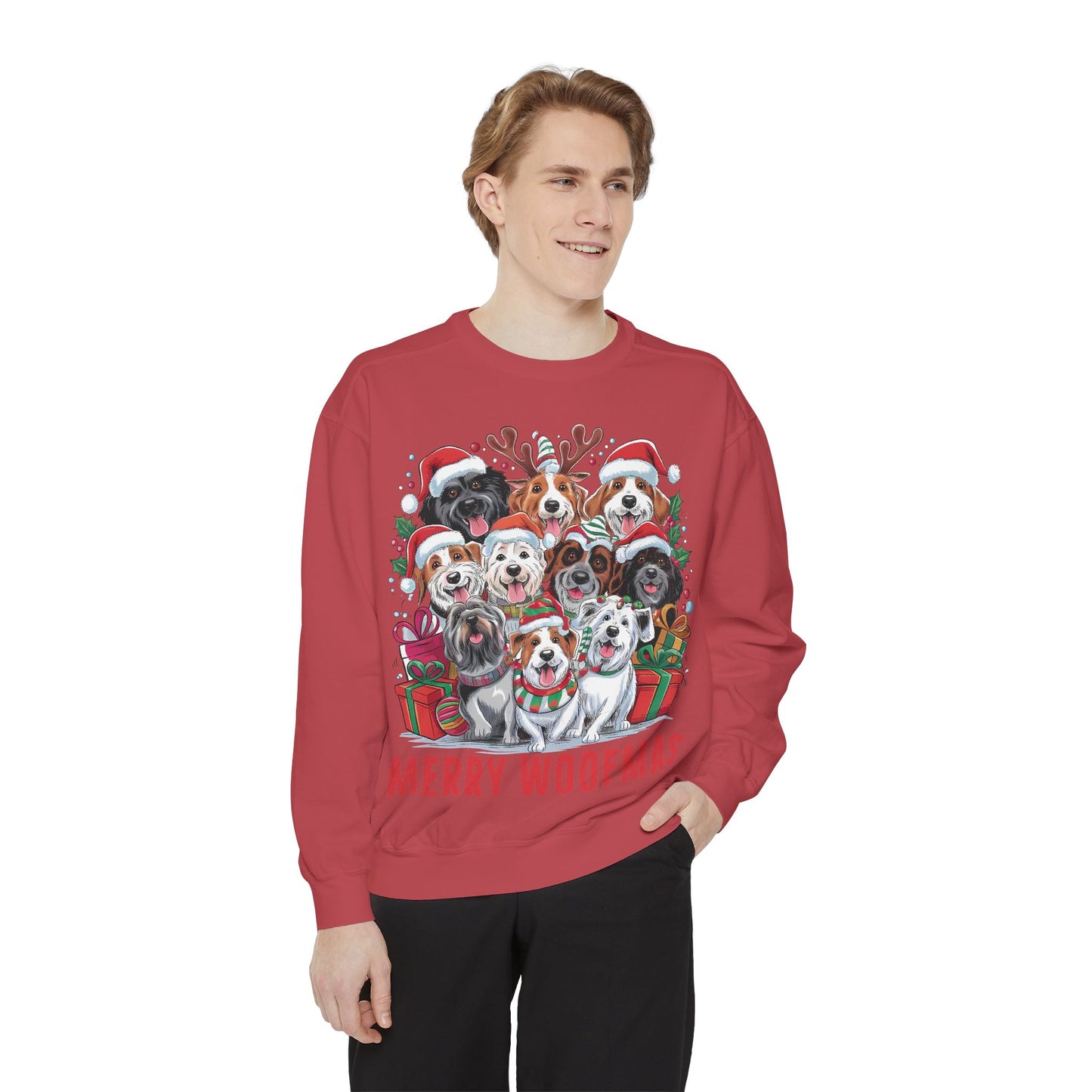 Festive Dog Sweatshirt, Merry Woofmas Sweatshirt, Unisex Holiday Clothing, Dog Lover Gift, Christmas Sweater, Cozy Winter Apparel