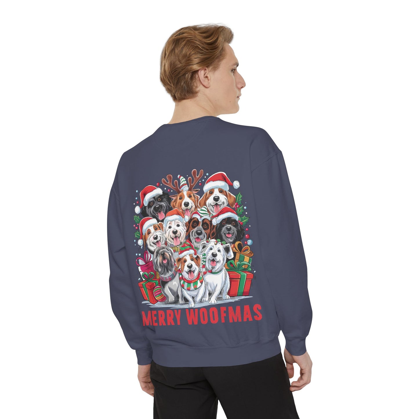 Festive Dog Sweatshirt, Merry Woofmas Sweatshirt, Unisex Holiday Clothing, Dog Lover Gift, Christmas Sweater, Cozy Winter Apparel