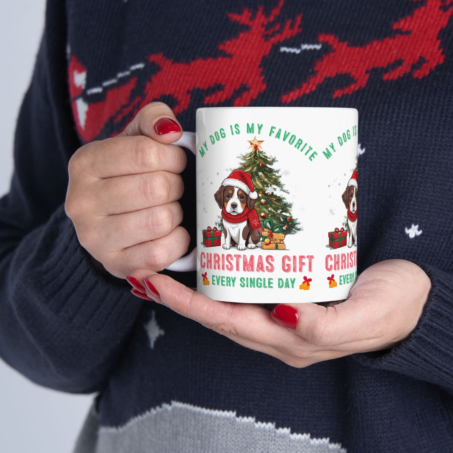 Festive Dog Lover's Mug | Christmas Gift, Dog Mom Cup, Cute Holiday Mug, Pet Lover Coffee Cup, Personalized Pet Gifts