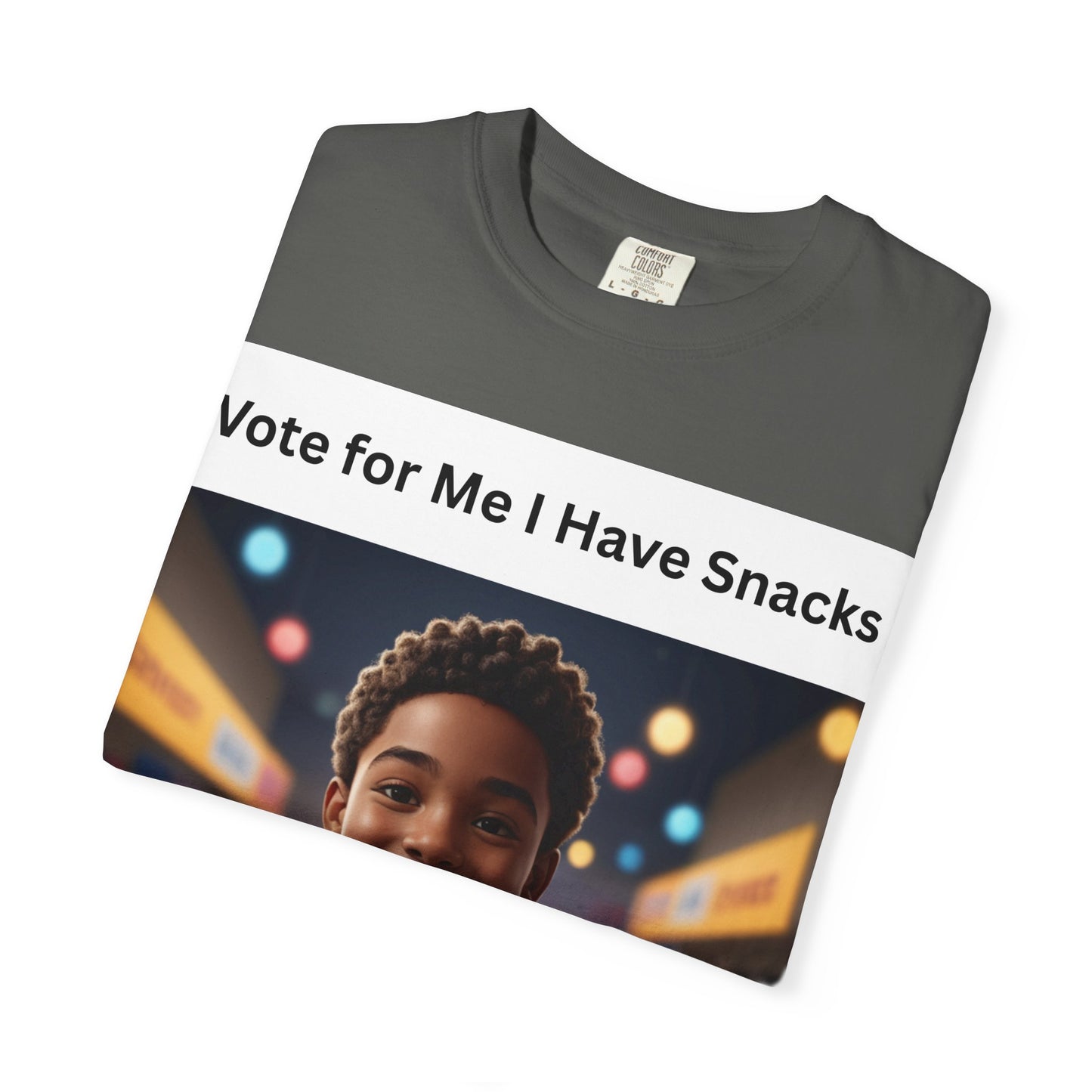 Vote for Me I Have Snacks T-Shirt | Fun Casual Wear, Gift for Snack Lovers, Election Humor Tee, Unisex Graphic Shirt