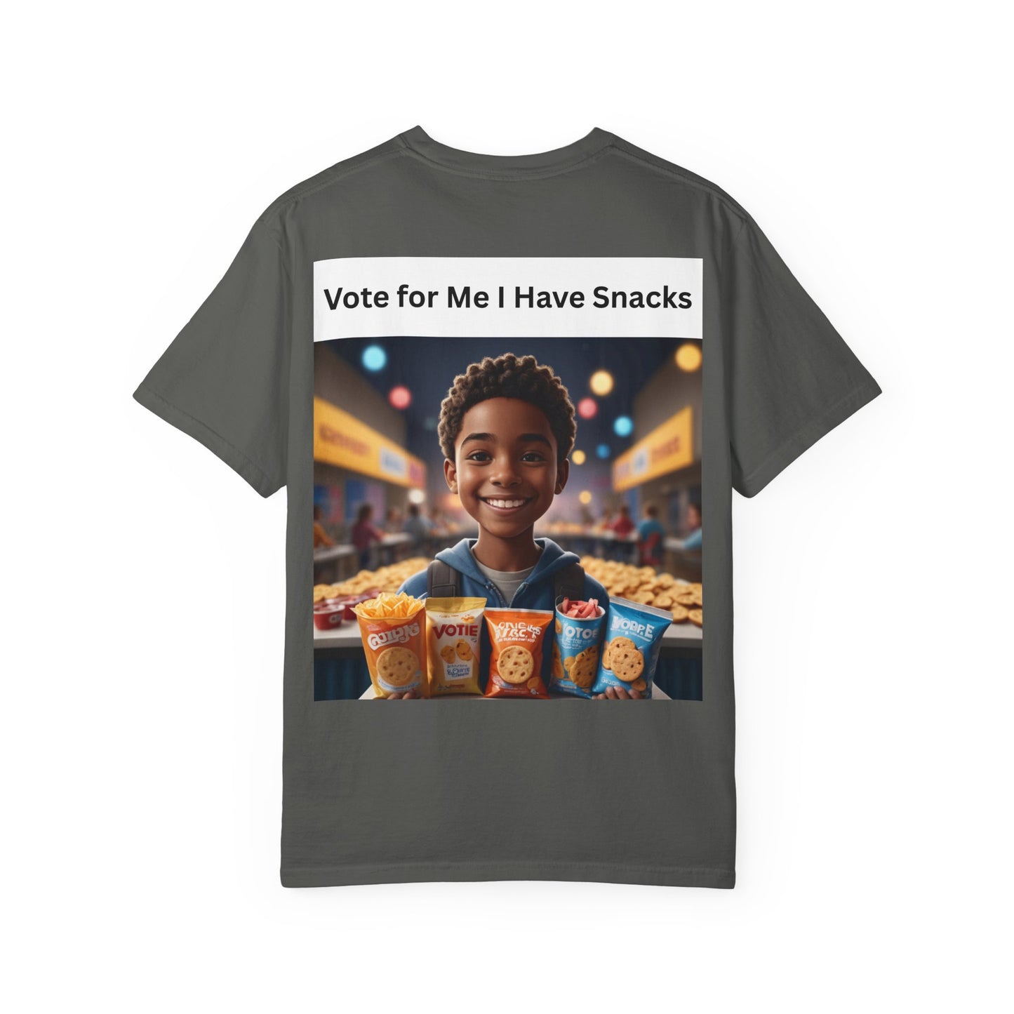 Vote for Me I Have Snacks T-Shirt | Fun Casual Wear, Gift for Snack Lovers, Election Humor Tee, Unisex Graphic Shirt