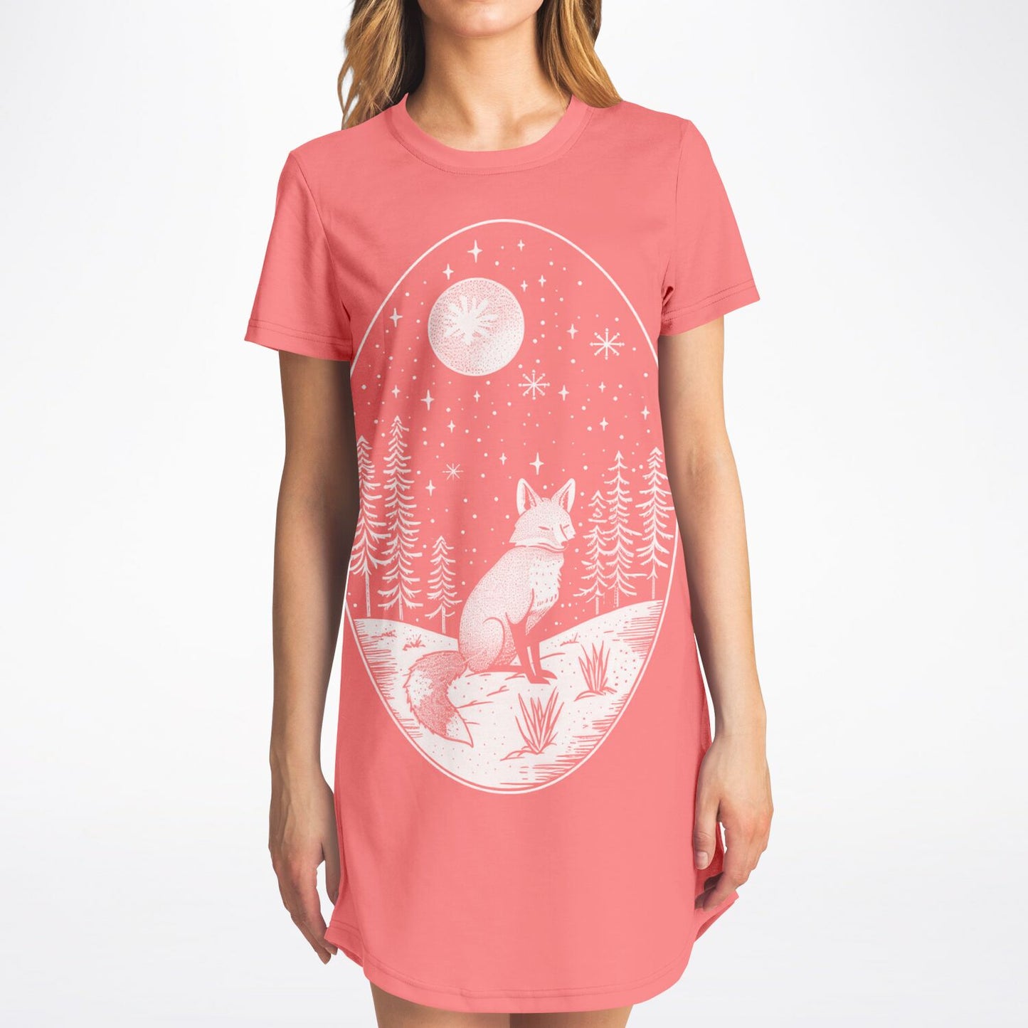 Foxy Light of the Moon AOP T-Shirt Dress – Magical & Stylish All-Over Print