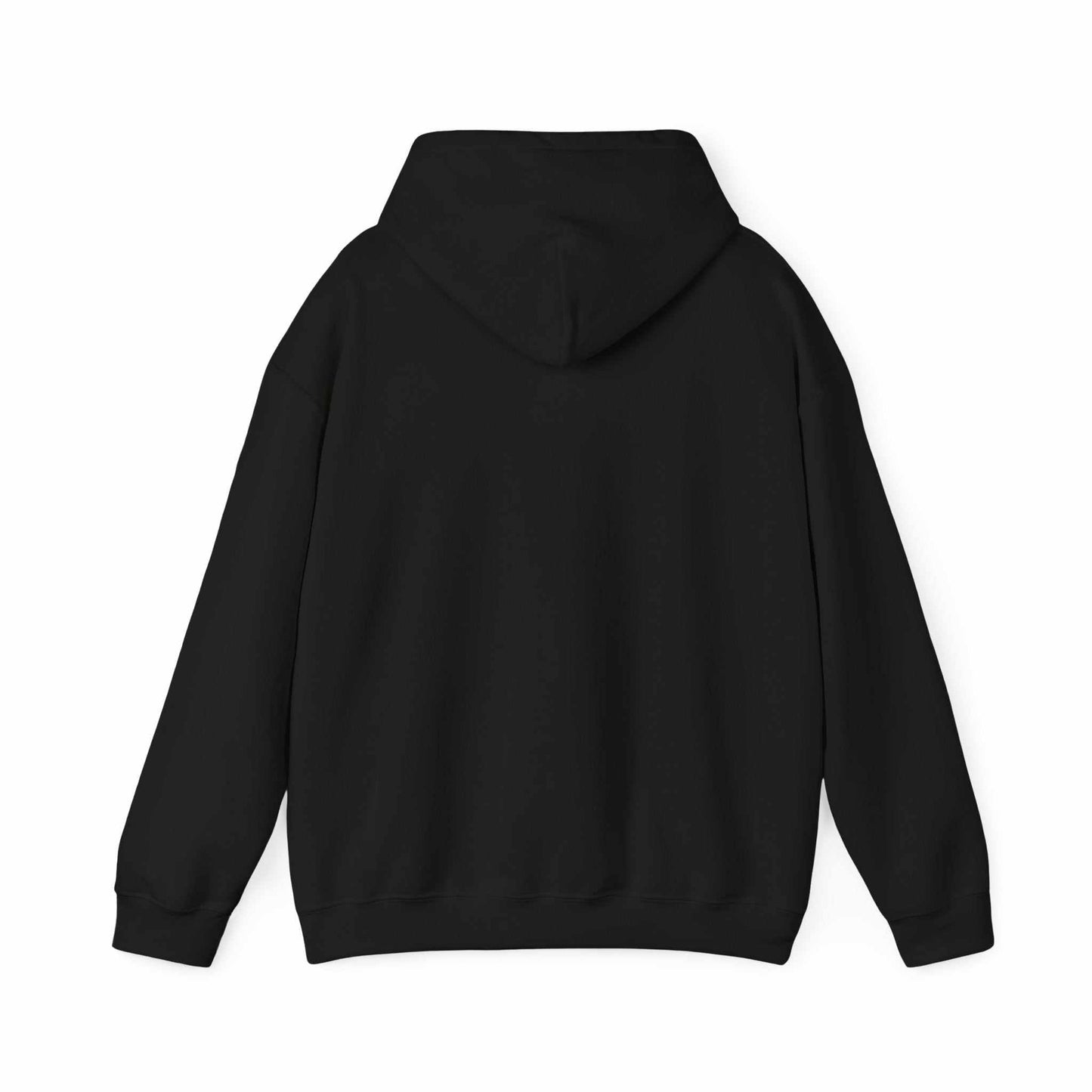 Unisex heavy blend hooded sweatshirt, black, cozy cotton-polyester mix, perfect for cold weather.