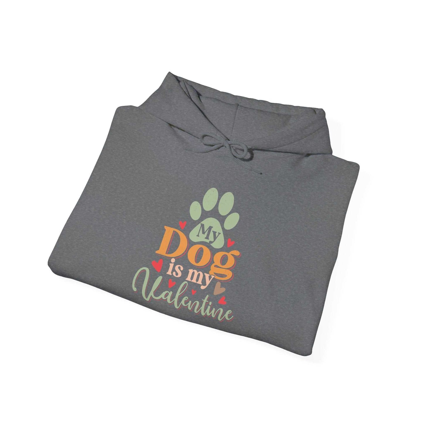 Unisex heavy blend sweatshirt with paw print and "My Dog is My Valentine" text.