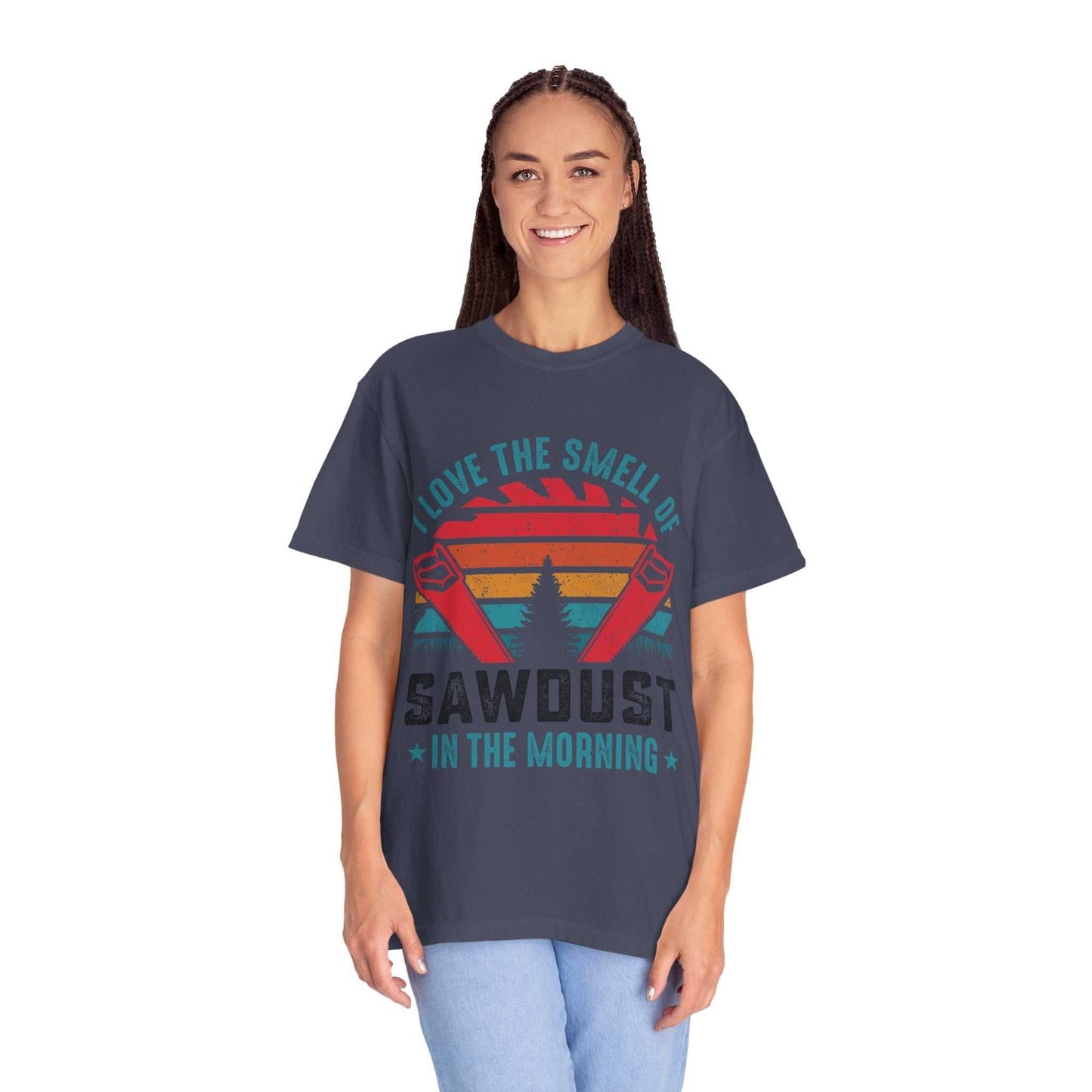 Unisex garment-dyed t-shirt featuring sawdust design from Comfort Colors 1717 collection.