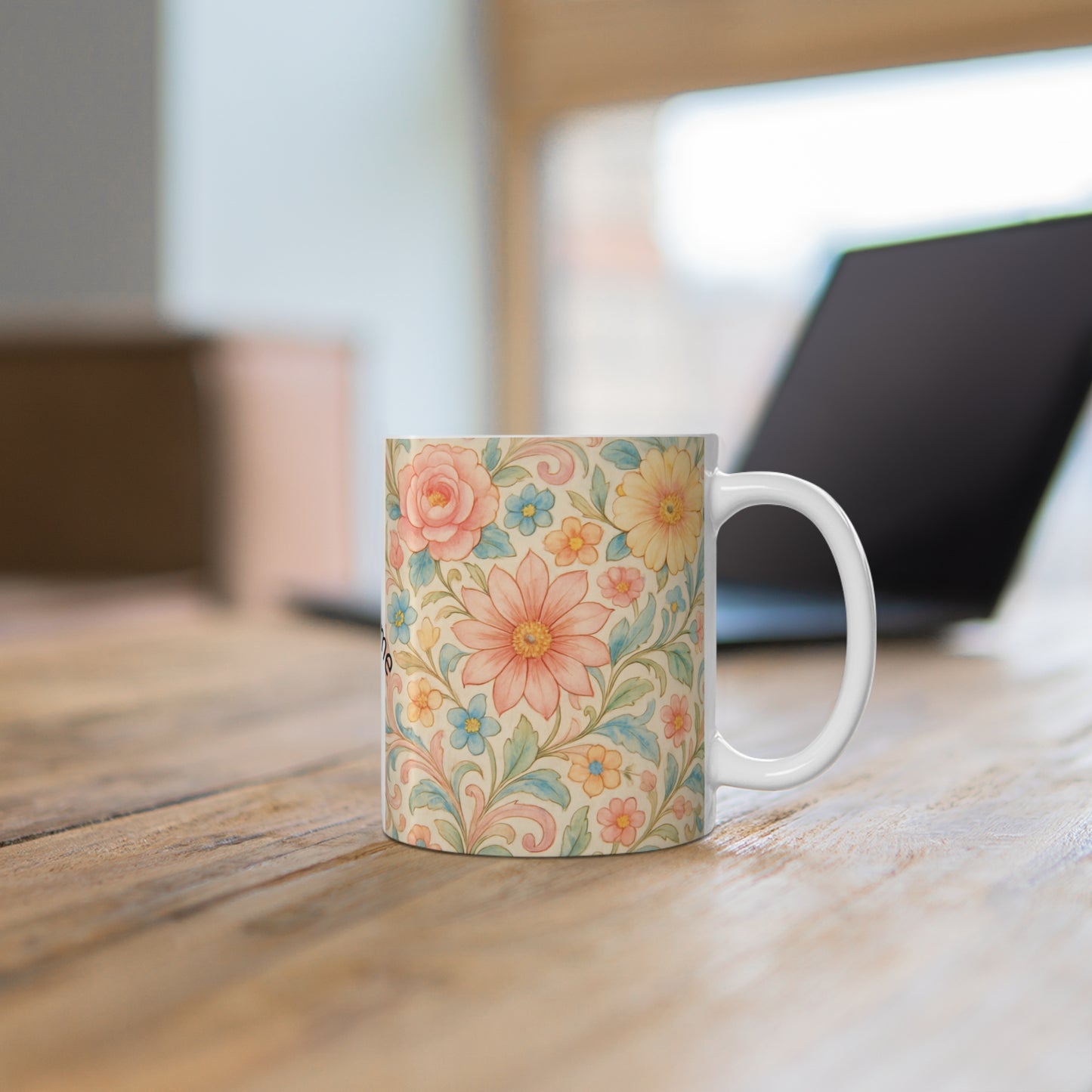 Personalized Floral Mug for Home & Gifting, Custom Name Coffee Cup, Birthday Gift, Flower Lover's Mug, Tea Time Accessory - Toddcraft