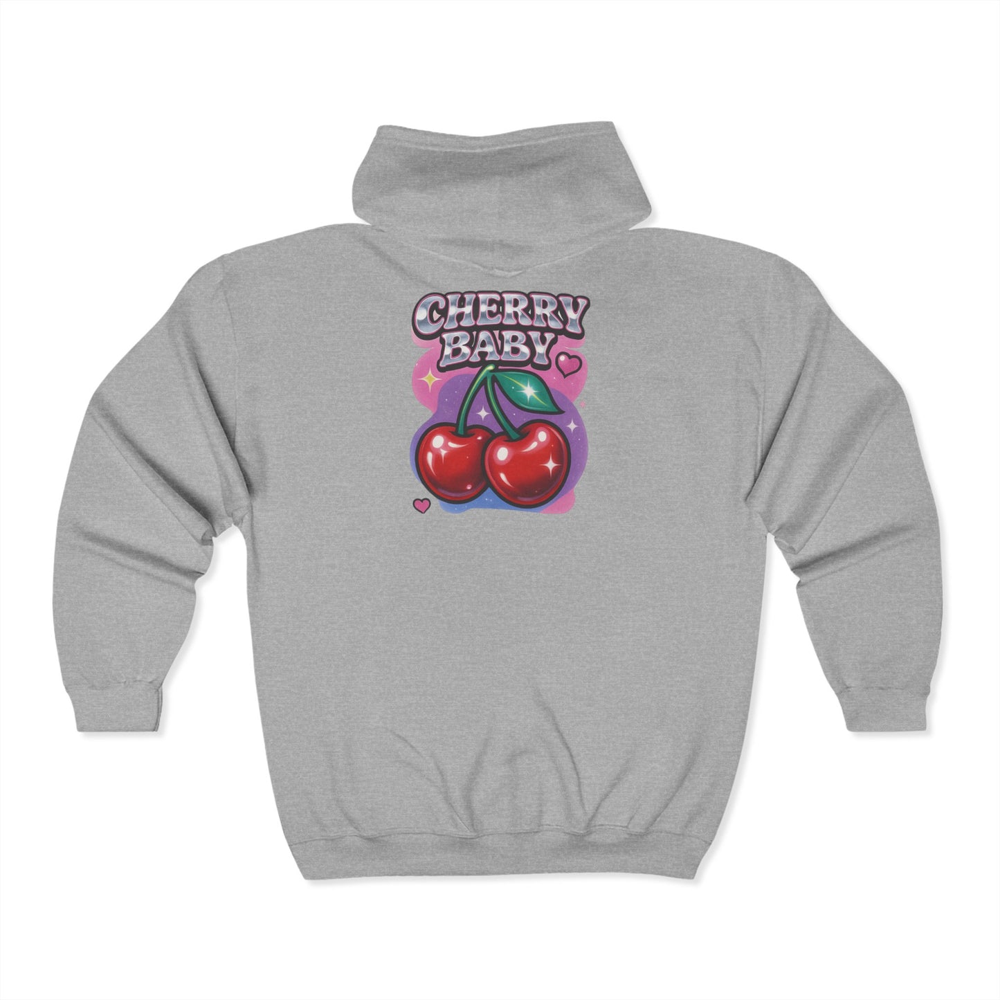 Cherry Baby Zip Hoodie, Cute Hooded Sweatshirt, Trendy Pullover, Pastel Cherry Design, Gift for Fruit Lovers, Sweet Fashion Layer