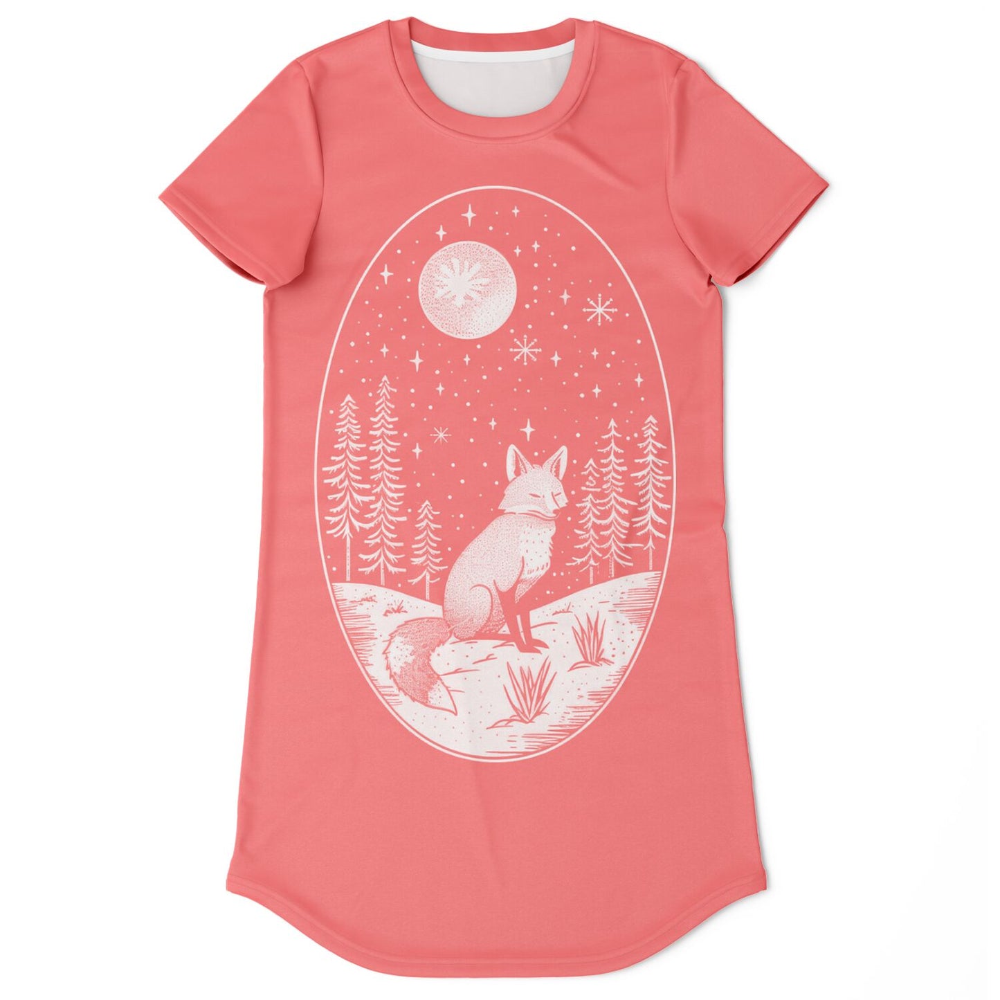 Foxy Light of the Moon AOP T-Shirt Dress – Magical & Stylish All-Over Print
