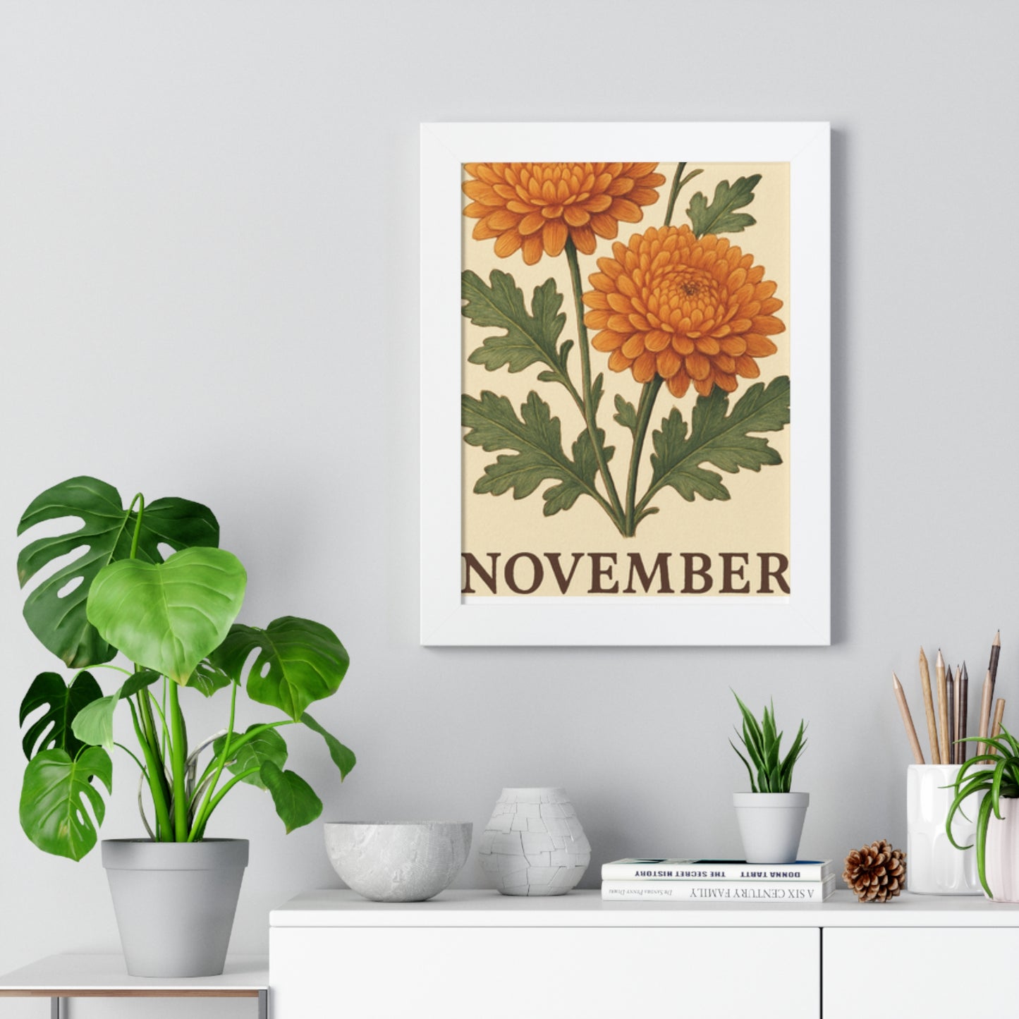 November Floral Framed Poster - Botanical Wall Art Print
