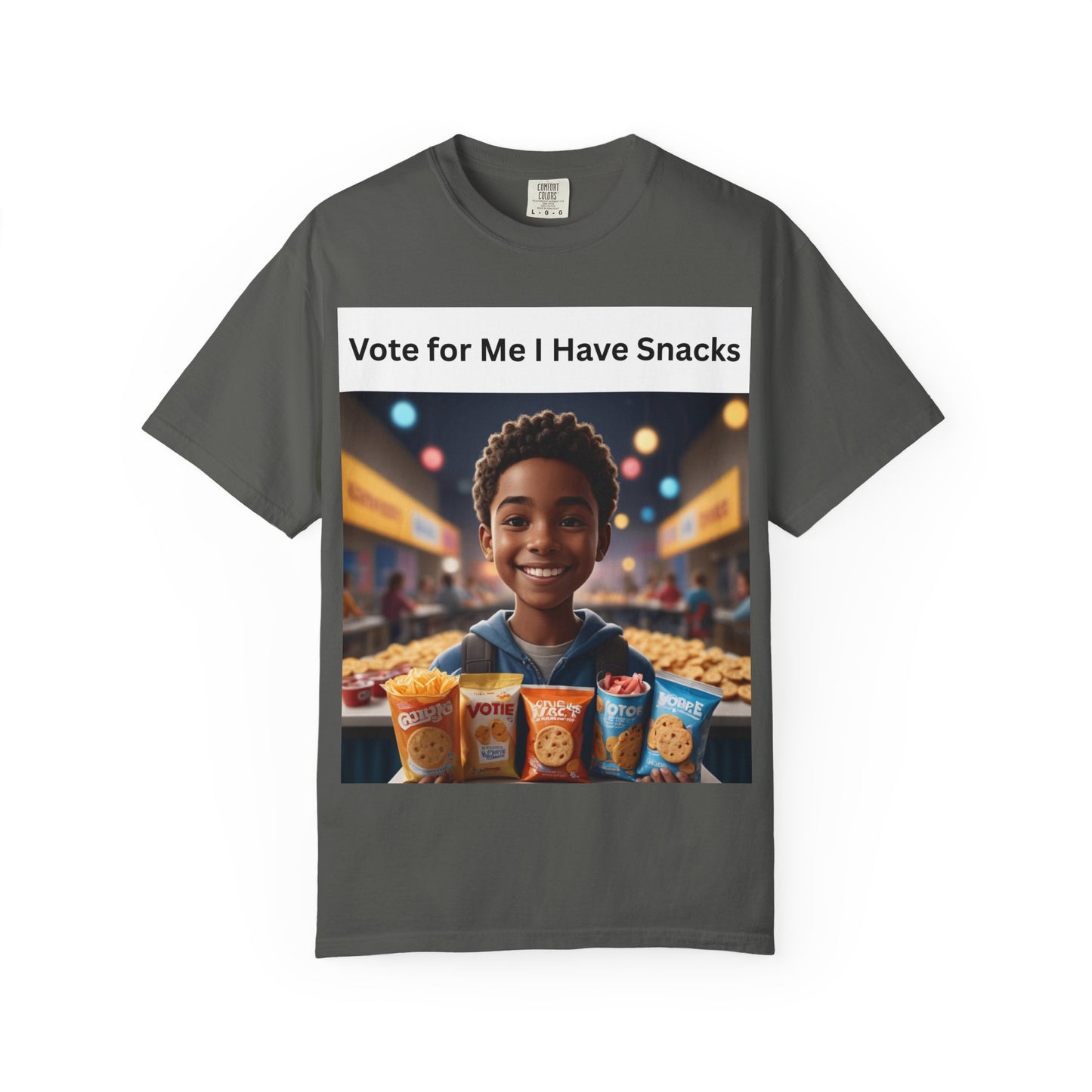 Vote for Me I Have Snacks T-Shirt | Fun Casual Wear, Gift for Snack Lovers, Election Humor Tee, Unisex Graphic Shirt