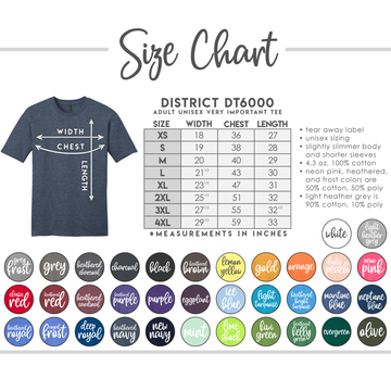 Grandma Life Shirt size chart with various color options and measurements.
