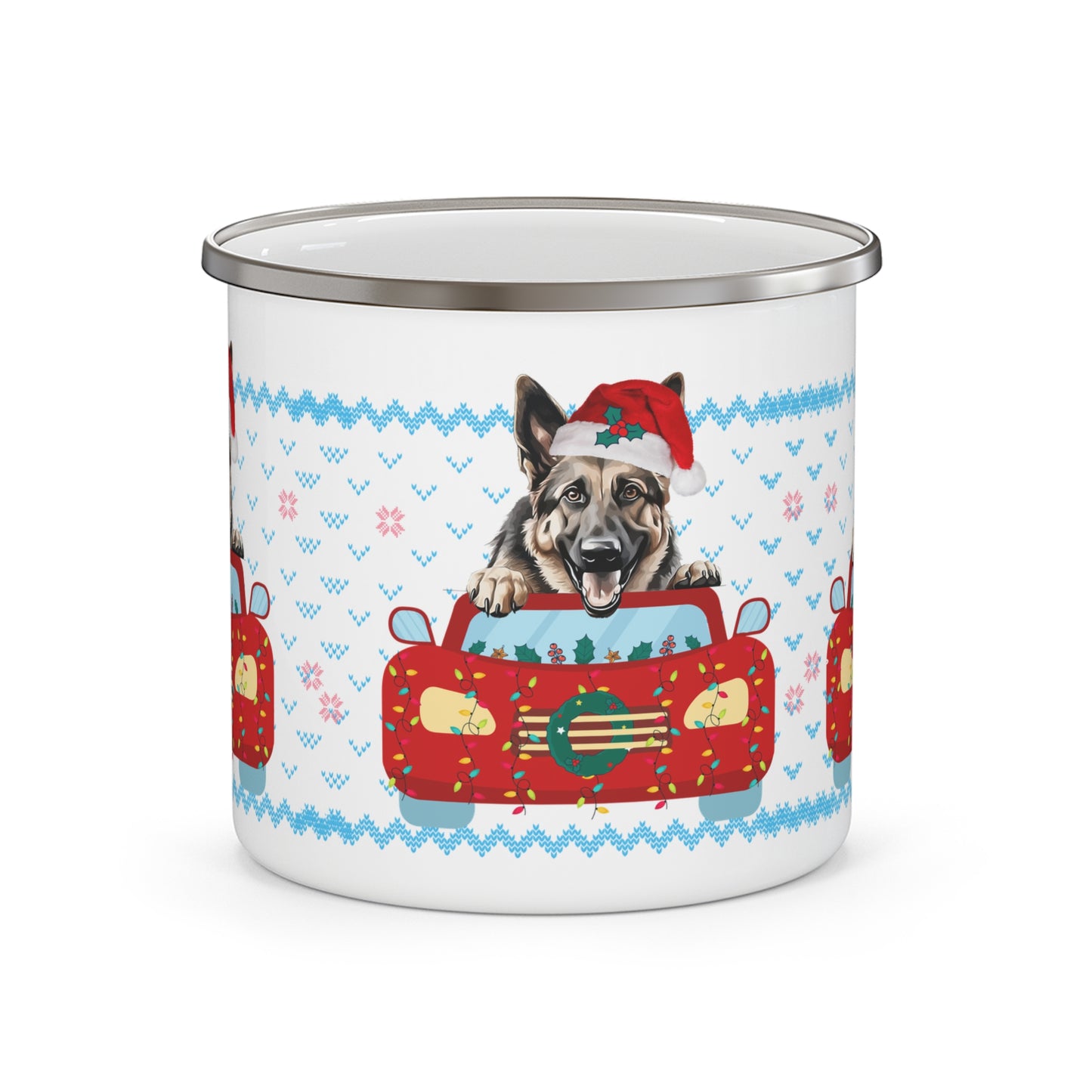 Holiday Dog Christmas Enamel Camping Mug, Dog Lover Gift, Festive Camping Mug, Cute Pet Mug, Christmas Decor