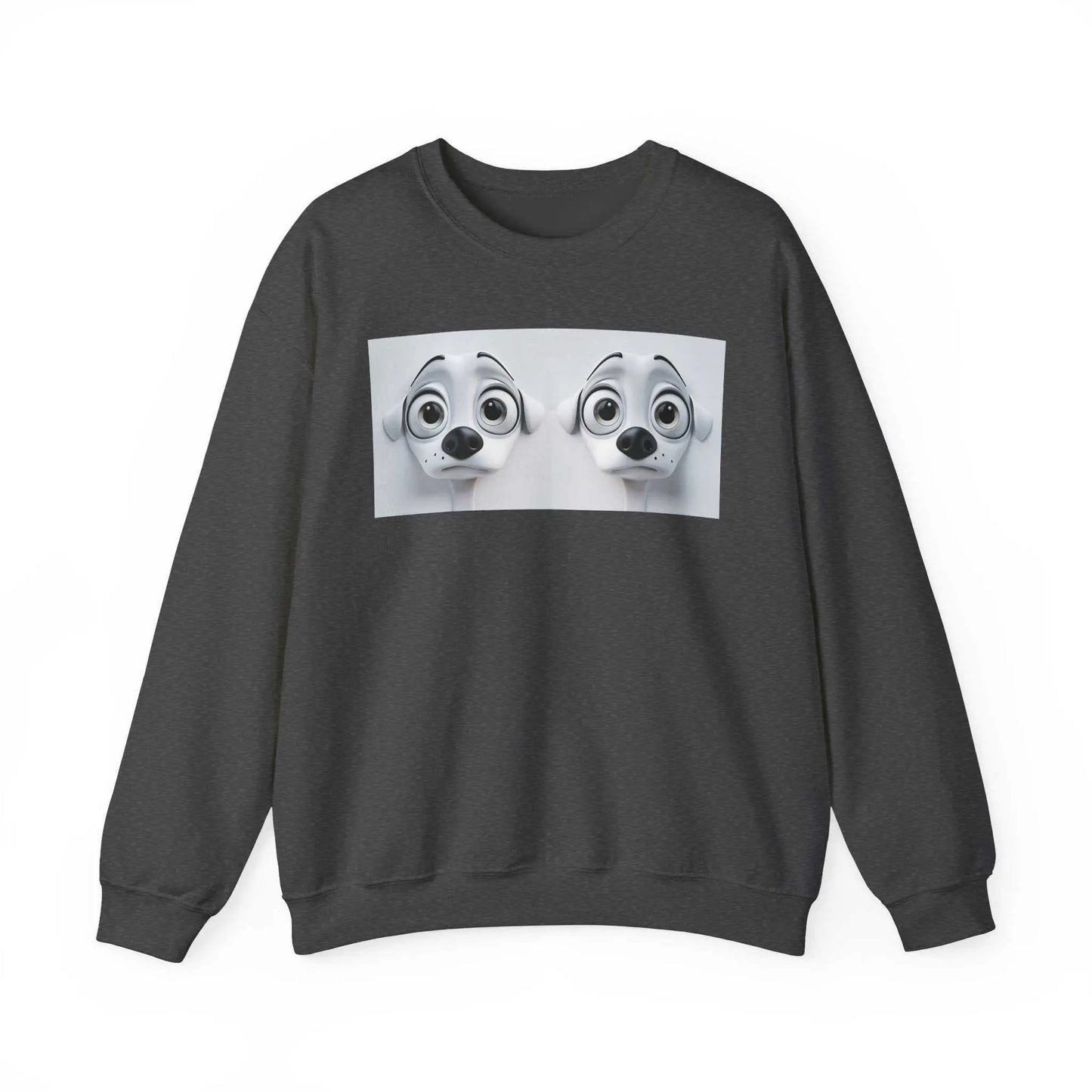 Sarcastic Dog Face 3D Sweatshirt with ribbed collar, cozy cotton-poly blend.