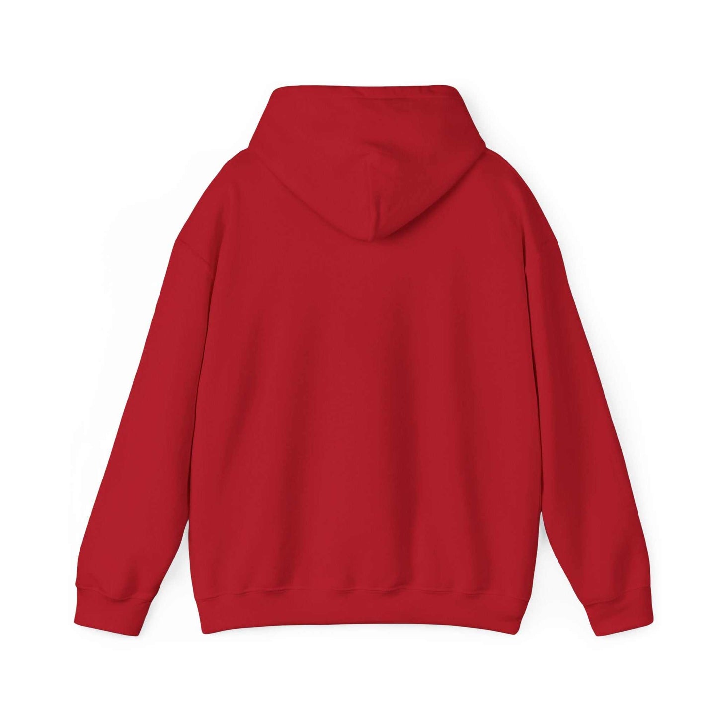 Unisex heavy blend hooded sweatshirt in red, featuring a medium-heavy fabric and spacious design.
