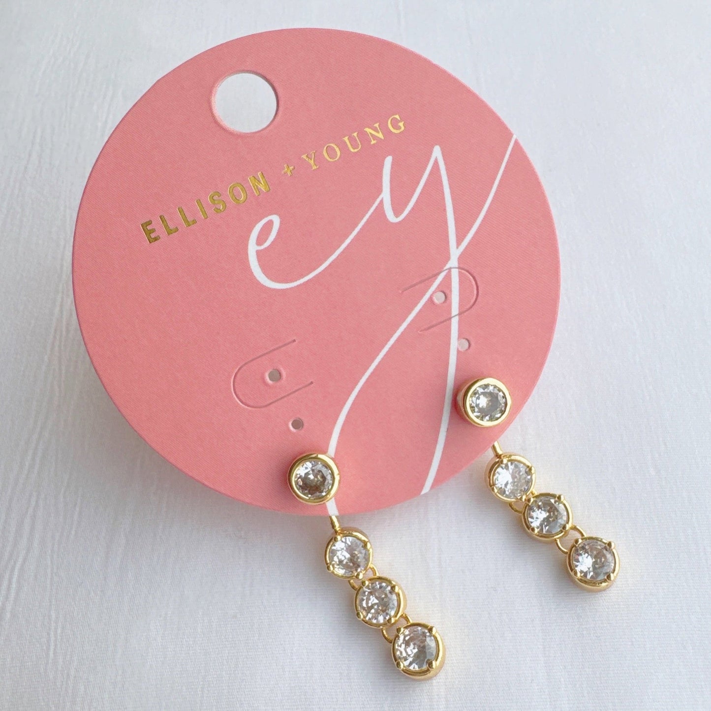 Backdrop Bezel Earrings – Dainty Drop Earrings for Women, Minimalist Gold or Silver Jewelry