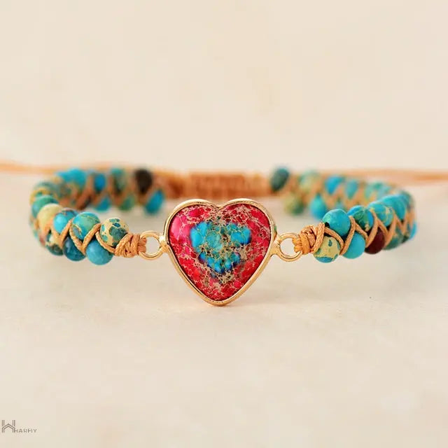 Imperial Jasper Macrame Bracelet - Bohemian Style