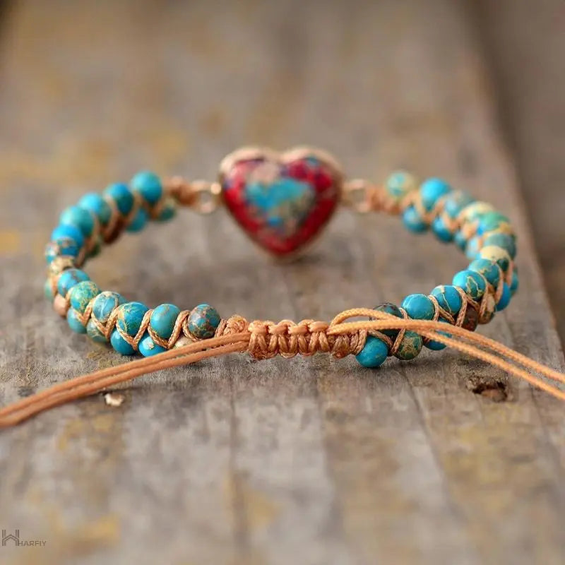 Imperial Jasper Macrame Bracelet - Bohemian Style