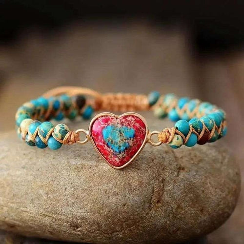 Imperial Jasper Macrame Bracelet - Bohemian Style