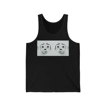 3D tank top featuring a sarcastic dog face, ultra-soft fabric, humorous design.