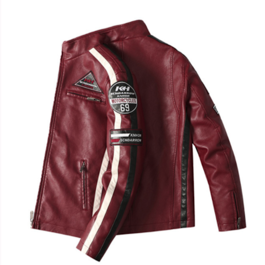 Men's Biker Jacket Vegan Leather with Badges | Stylish & Durable Motorcycle Jacket