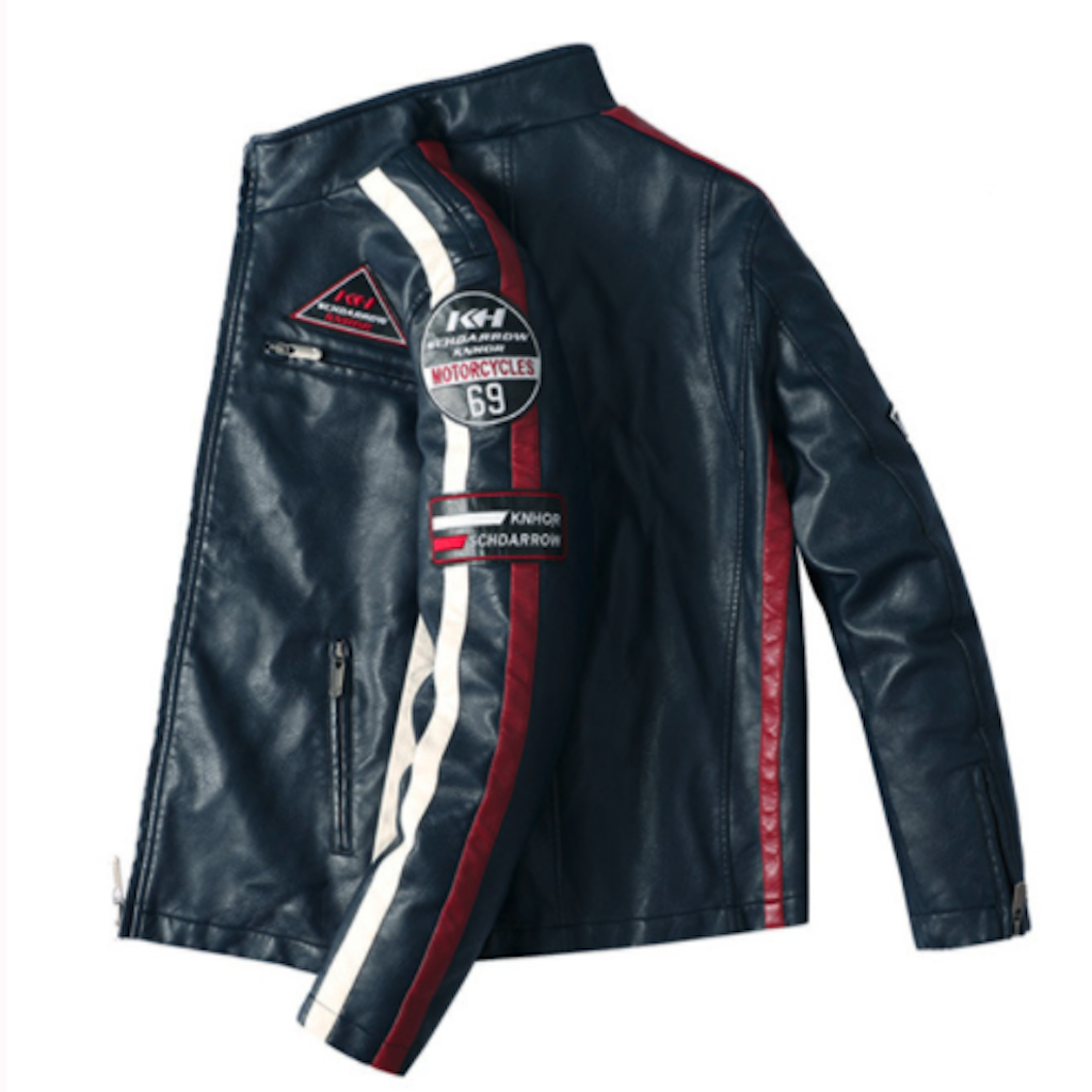 Men's Biker Jacket Vegan Leather with Badges | Stylish & Durable Motorcycle Jacket