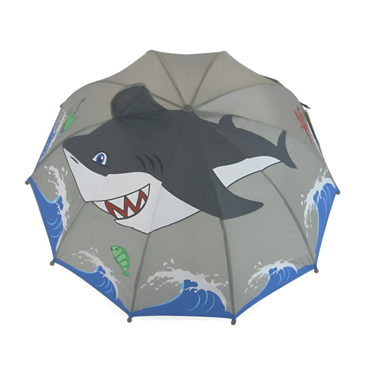 Shark Umbrella for Kids - 3D Hammerhead Handle with Pop-Up Fin