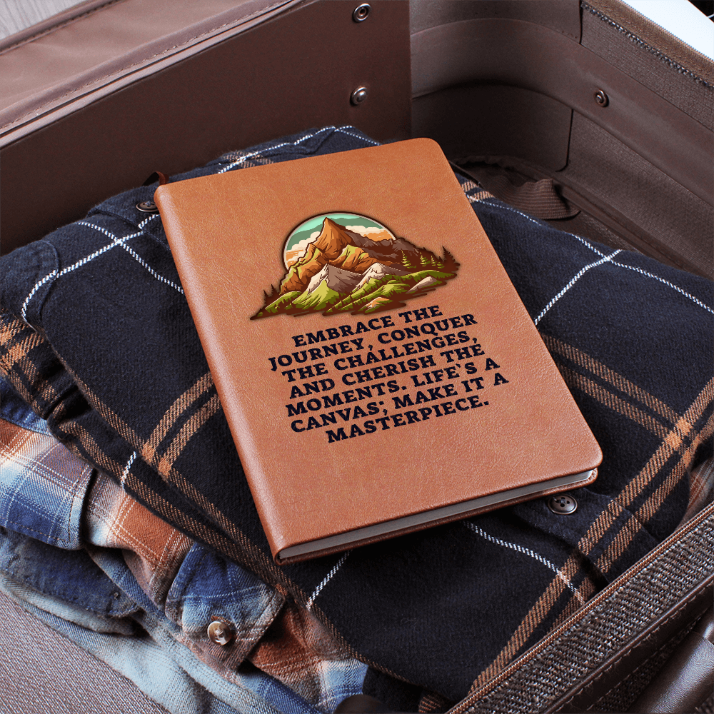 Embrace the Journey Leather Journal – Refillable Travel Diary, Inspirational Adventure Notebook, Gift for Writers & Wanderers