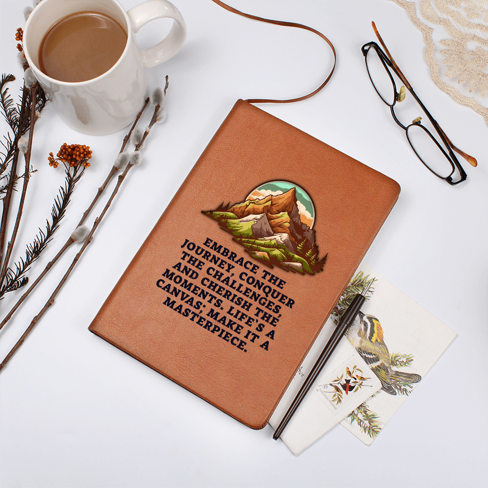 Embrace the Journey Leather Journal – Refillable Travel Diary, Inspirational Adventure Notebook, Gift for Writers & Wanderers