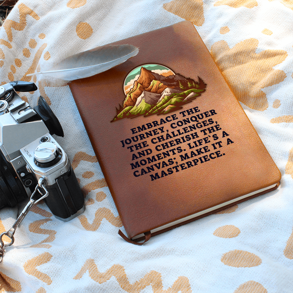 Embrace the Journey Leather Journal – Refillable Travel Diary, Inspirational Adventure Notebook, Gift for Writers & Wanderers