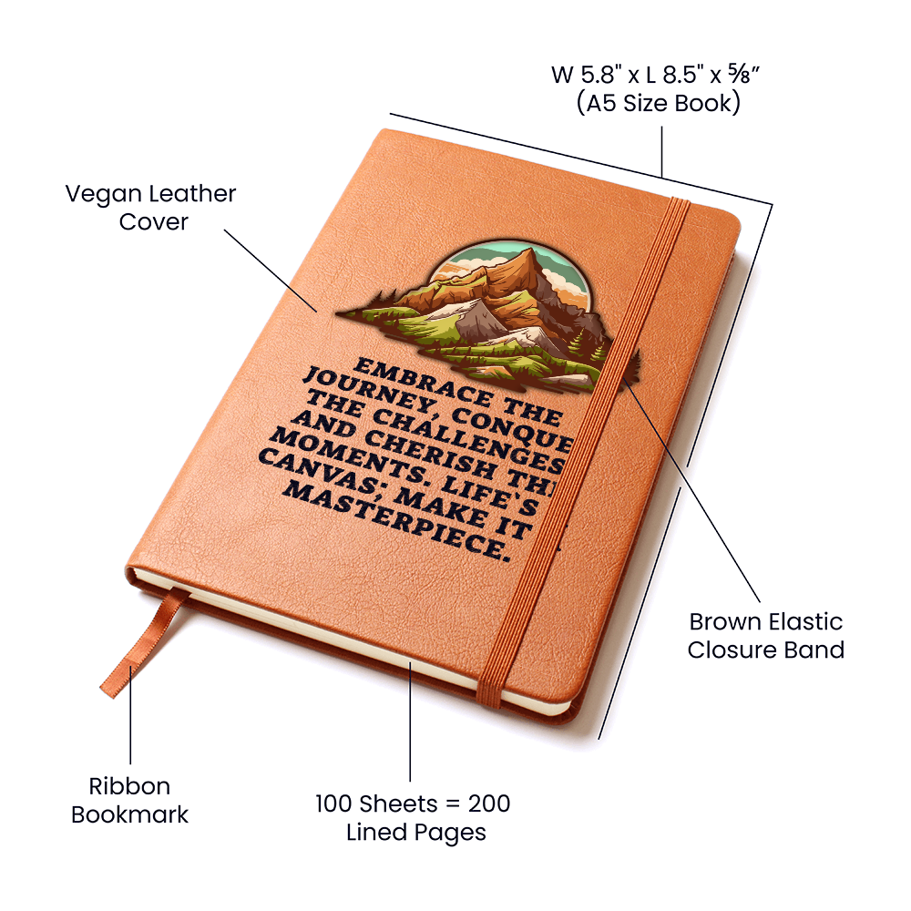 Embrace the Journey Leather Journal – Refillable Travel Diary, Inspirational Adventure Notebook, Gift for Writers & Wanderers