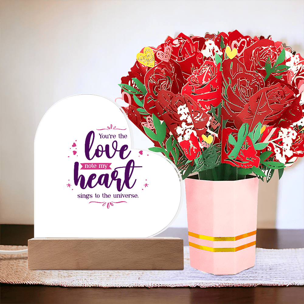 Acrylic heart and sweet devotion flower bouquet
