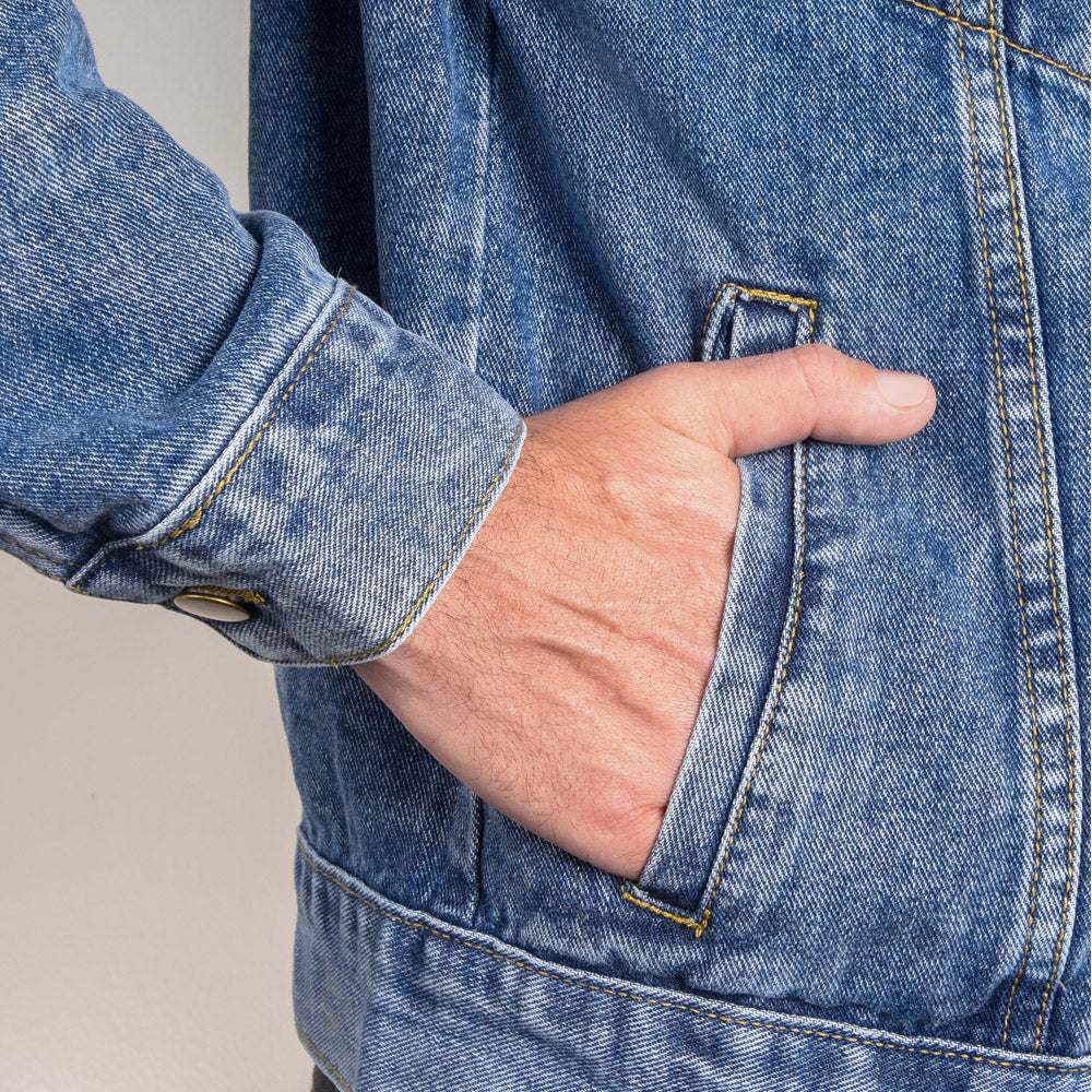 Men's DTG Denim Jacket showcasing relaxed fit and robust denim material.