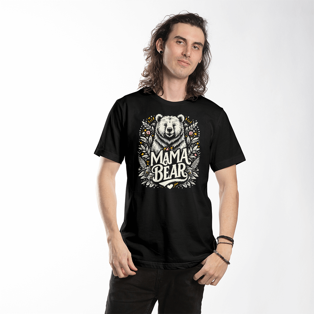 Mama Bear T-shirt gift for mom or grandma, perfect Mother's Day present, stylish and comfortable Bella + Canvas 3001 jersey tee.