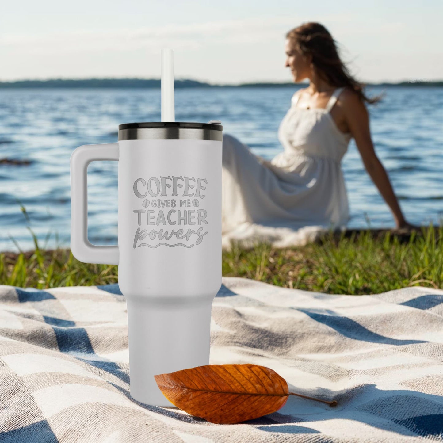 40 oz coffee tumbler laser engraved Coffee gives me teacher power Great gift for all teachers and educators
