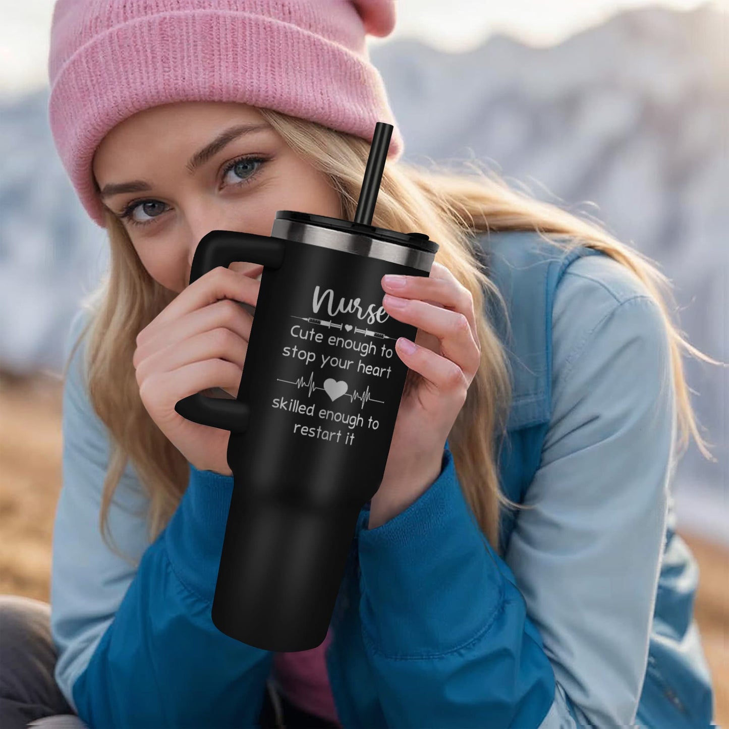 Pinnacle 40 oz laser engraved tumblers Nurse Smart enough to stop your heart skilled enough to restart it Great gift or group tumbler for any nurses in your life.