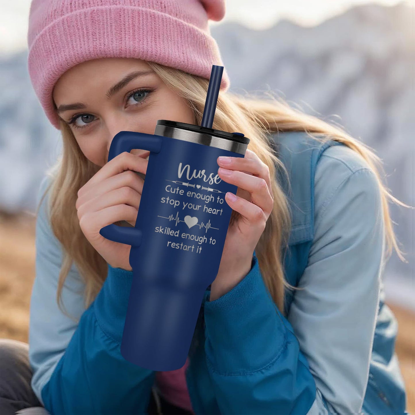 Pinnacle 40 oz laser engraved tumblers Nurse Smart enough to stop your heart skilled enough to restart it Great gift or group tumbler for any nurses in your life.