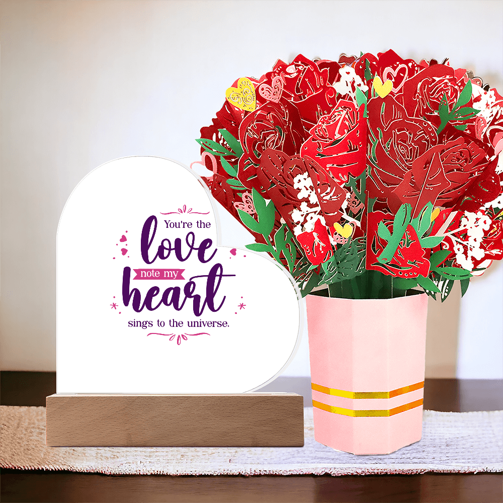 Acrylic heart and sweet devotion flower bouquet