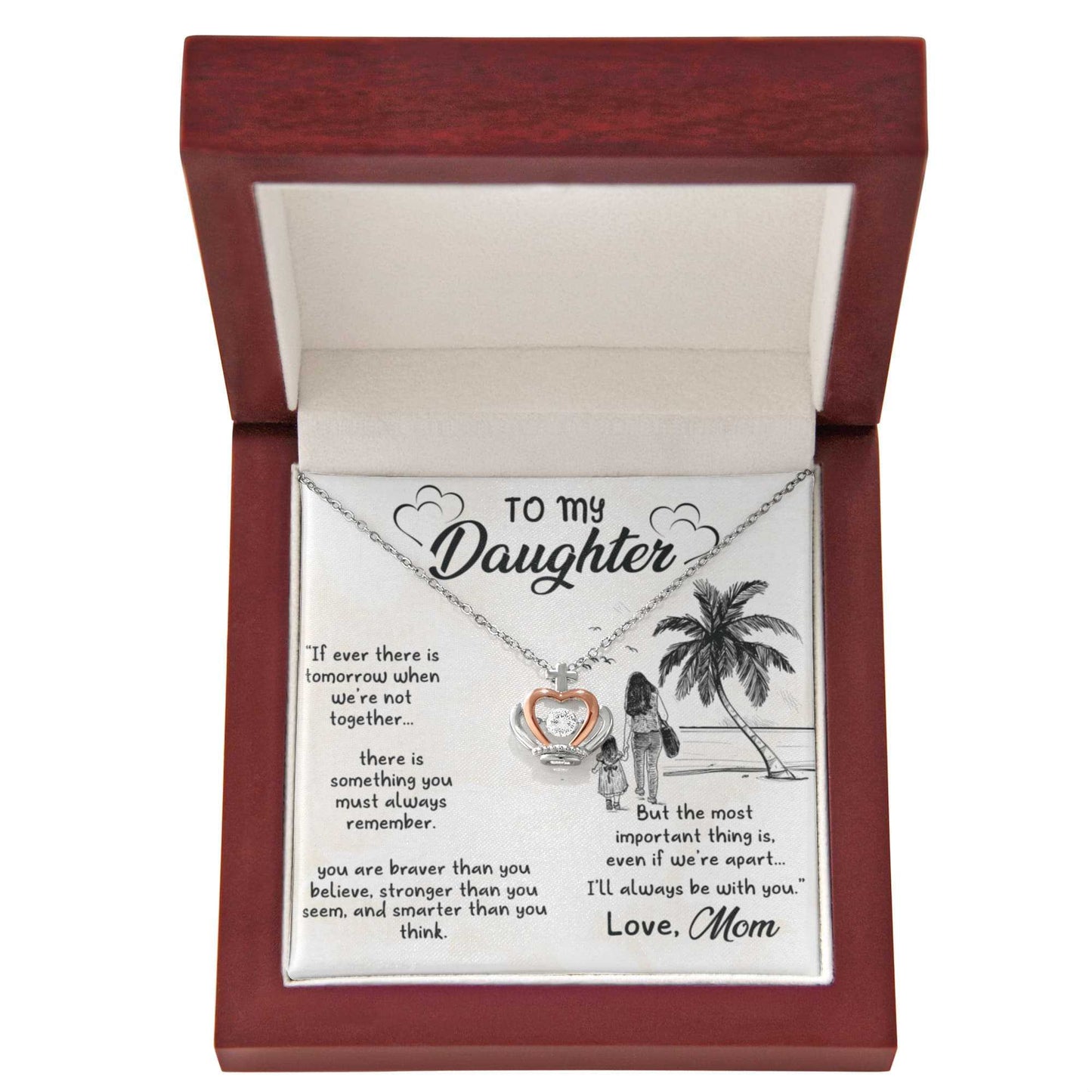 Crown Pendant Necklace in luxury gift box with sentimental message card.