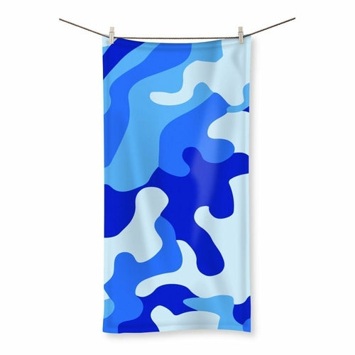 Blue Camo Beach Towel - Lightweight Microfiber Quick-Dry Towel