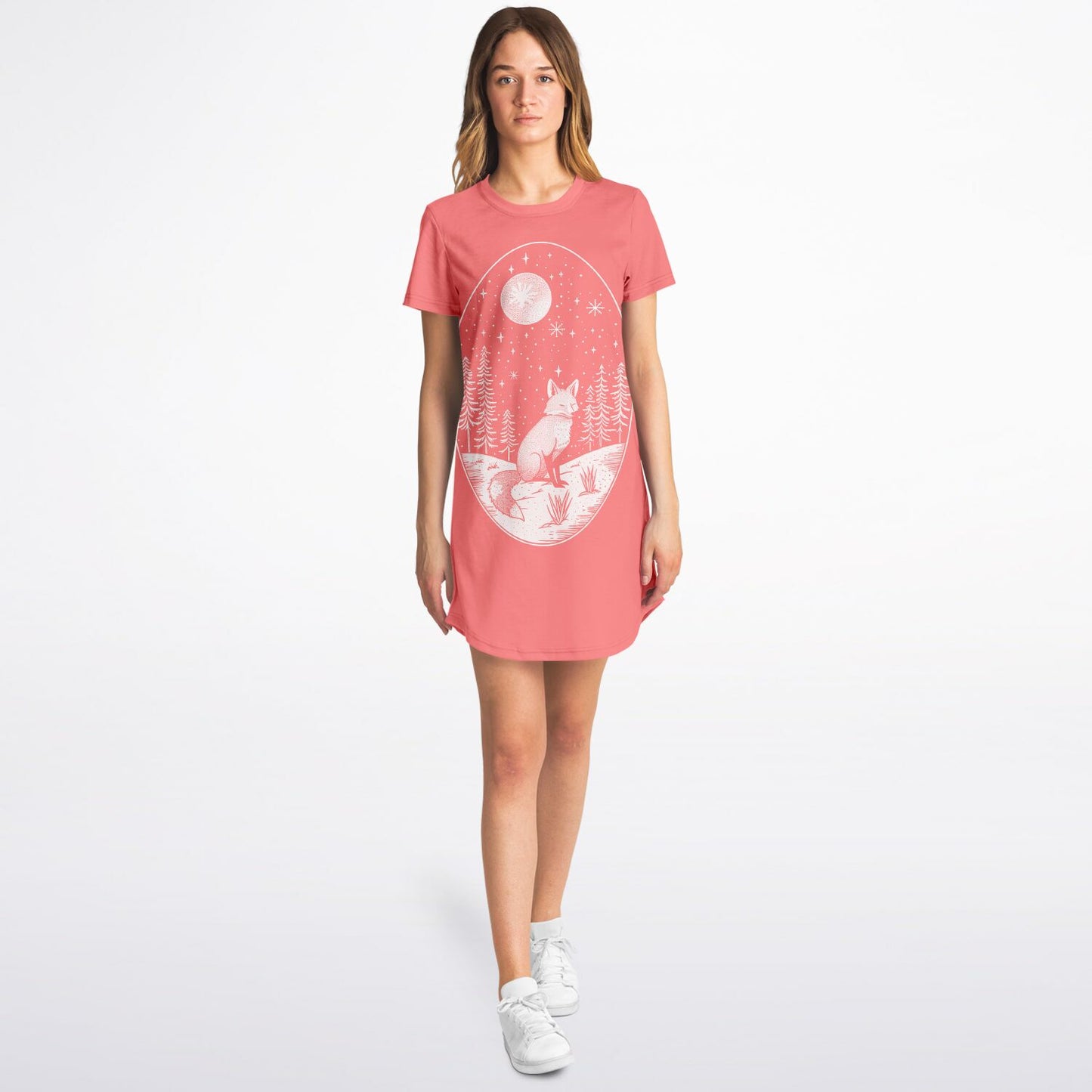 Foxy Light of the Moon AOP T-Shirt Dress – Magical & Stylish All-Over Print