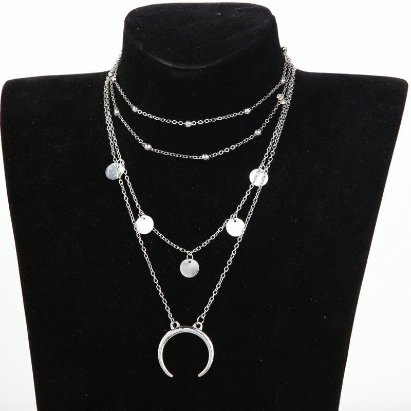 Crescent Horn Moon Layered Necklace - Toddcraft