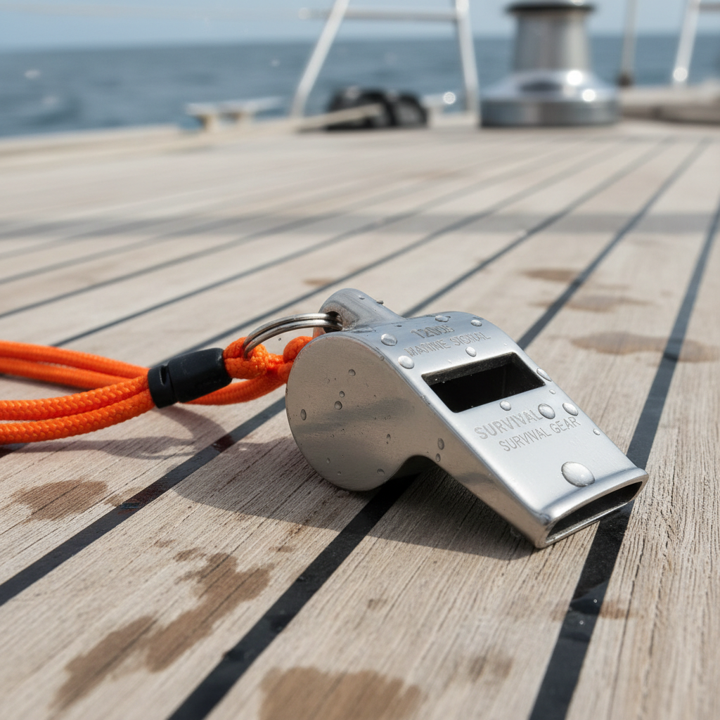 Close-up of stainless steel whistle