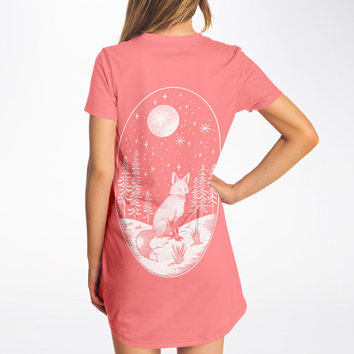 Foxy Light of the Moon AOP T-Shirt Dress – Magical & Stylish All-Over Print