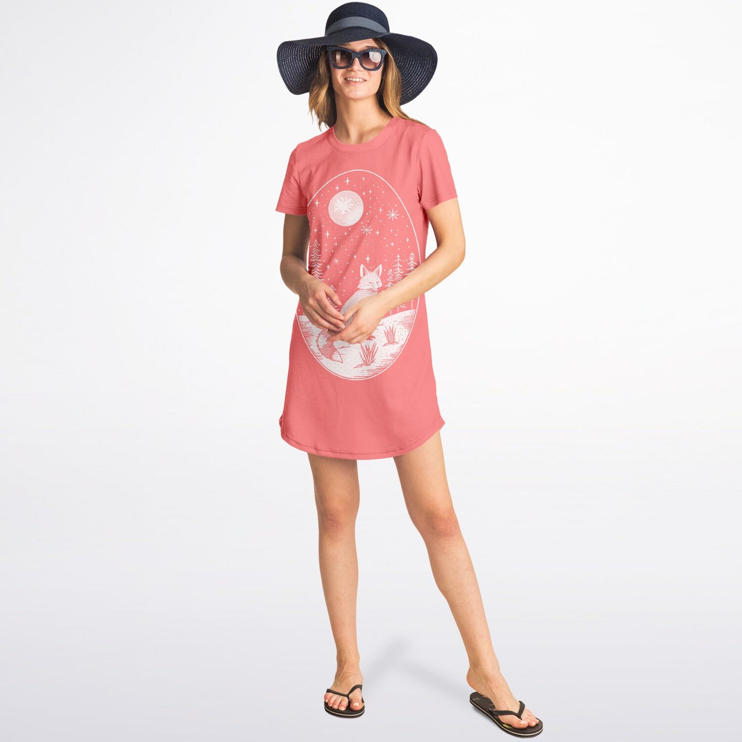 Foxy Light of the Moon AOP T-Shirt Dress – Magical & Stylish All-Over Print