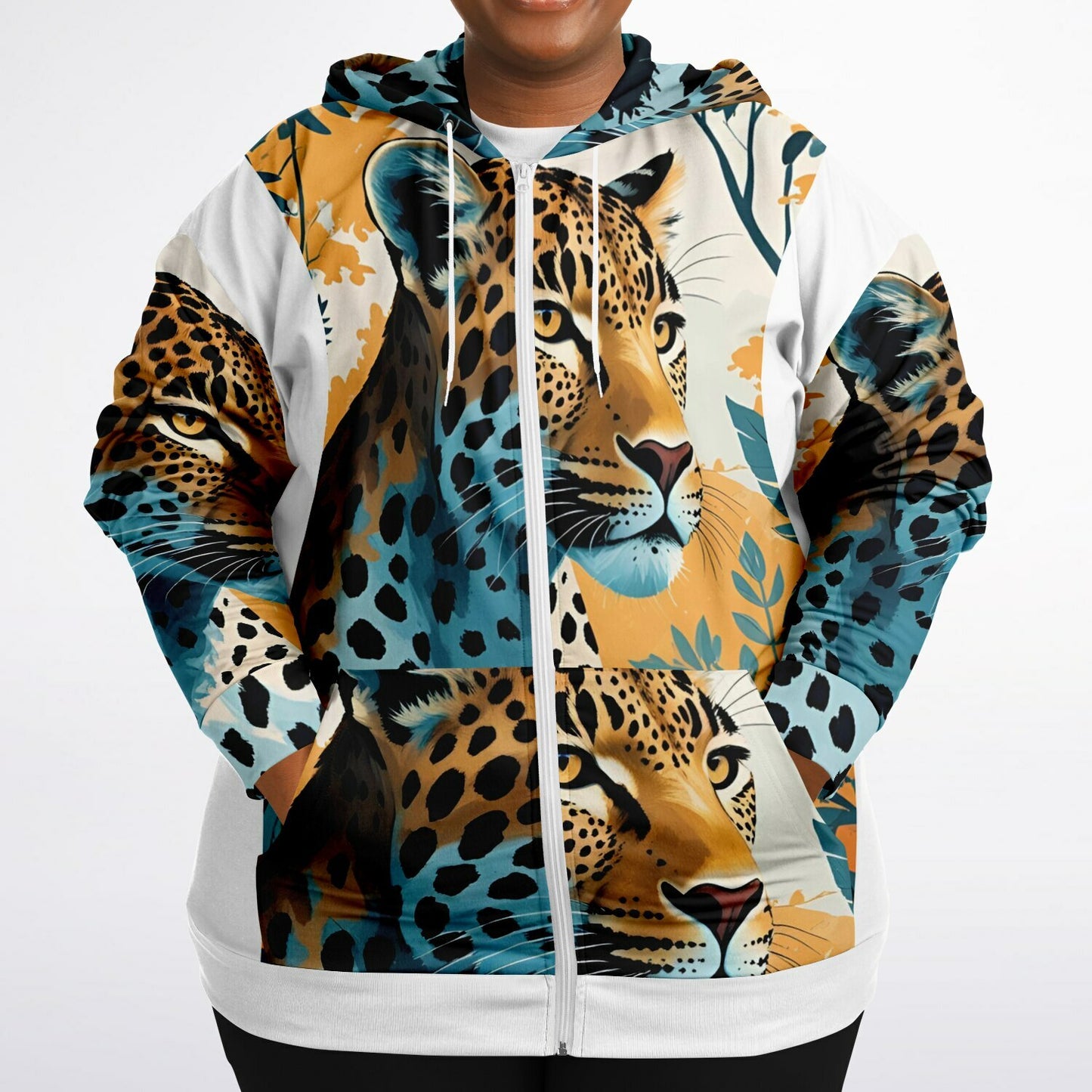Bengal Tiger AOP Athletic Plus-Size Zip Hoodie – Bold & Stylish Performance Wear